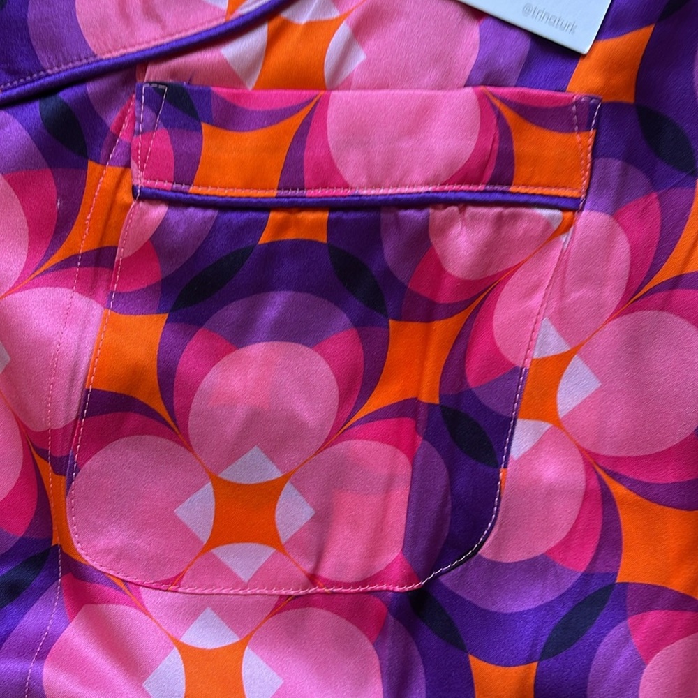 BedHead Pink Purple Floral Geometric Satin Pajama Set - Picture 6 of 12